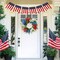 21Inch 4th of July Patriotic Day Wreath with Artificial Floral Red Blue White Lavender Flower Wreath Patriotic Decorations for Front Door Memorial Day Independence Day Veterans Day
